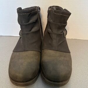 Earth Origins Womens Ankle Boots Zipper Buckle Block Heel Dark Gray Size 10M